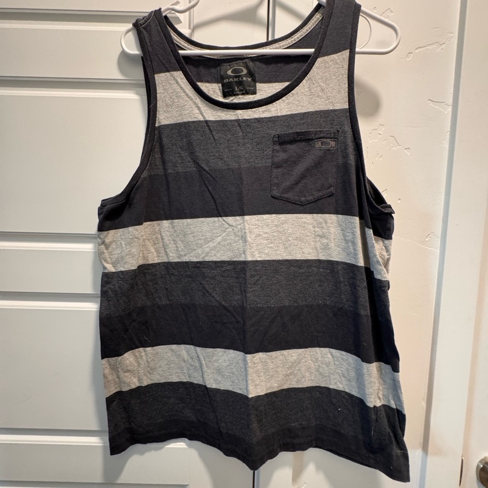 Oakley Black and Gray Striped Shirt